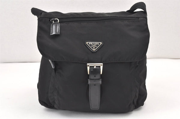 Authentic PRADA Nylon Leather Shoulder Cross Body Bag Purse Black 1807K