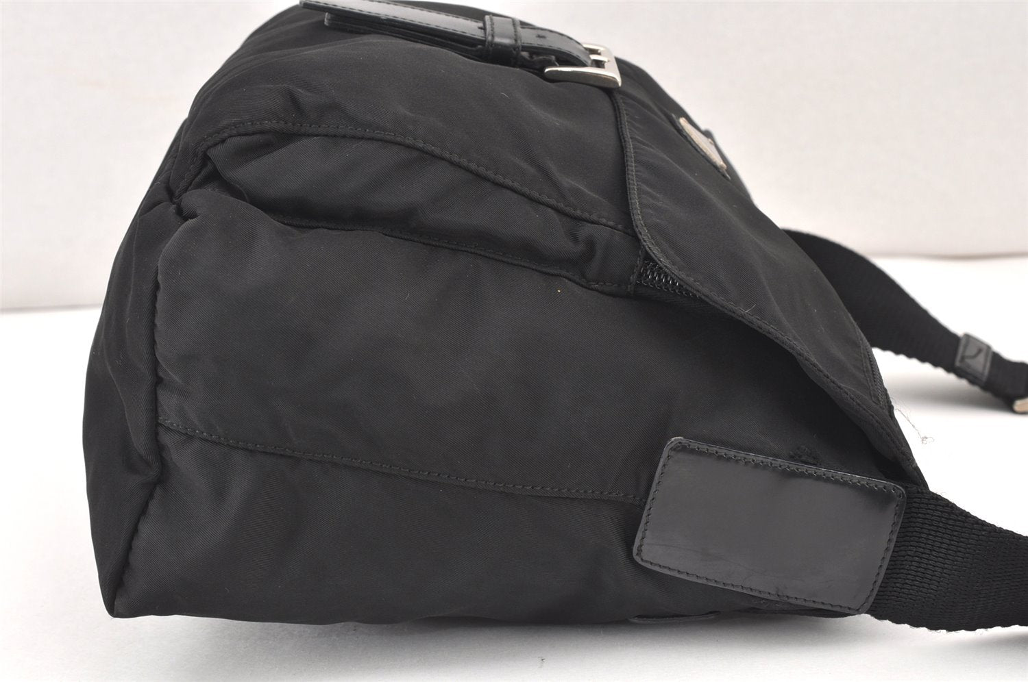 Authentic PRADA Nylon Leather Shoulder Cross Body Bag Purse Black 1807K