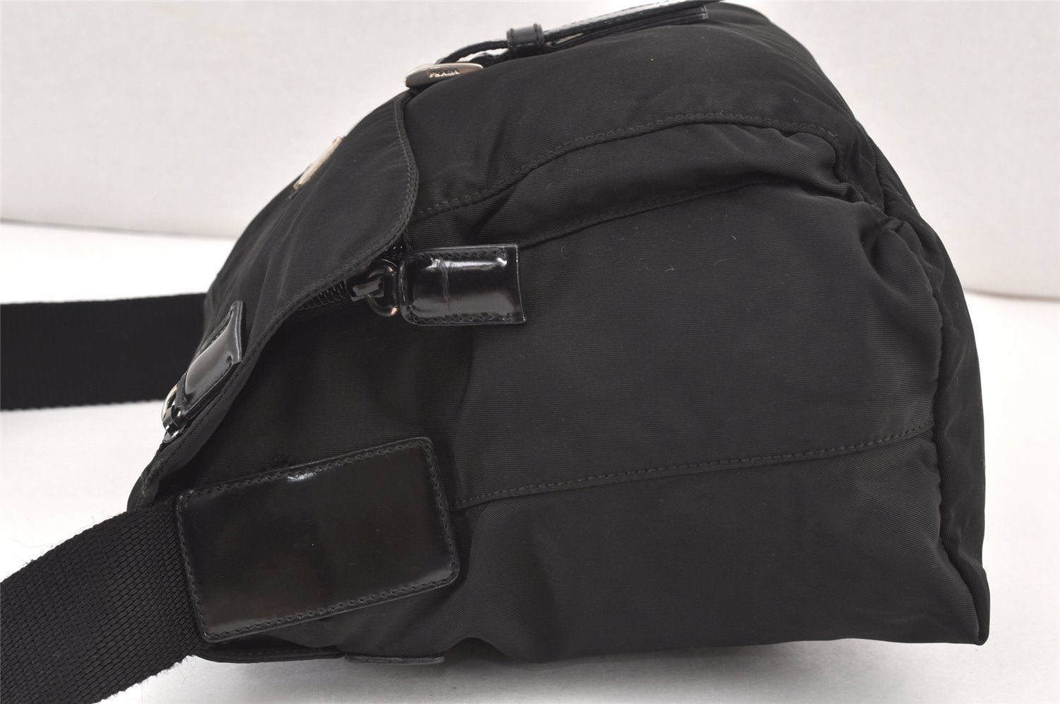 Authentic PRADA Nylon Leather Shoulder Cross Body Bag Purse Black 1807K