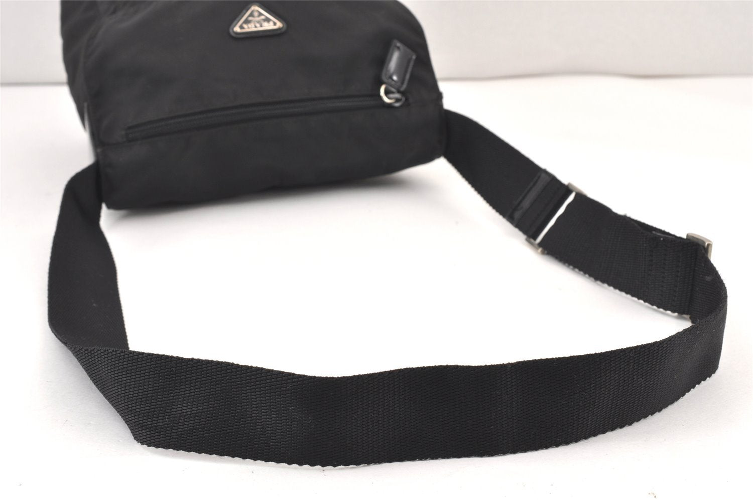 Authentic PRADA Nylon Leather Shoulder Cross Body Bag Purse Black 1807K