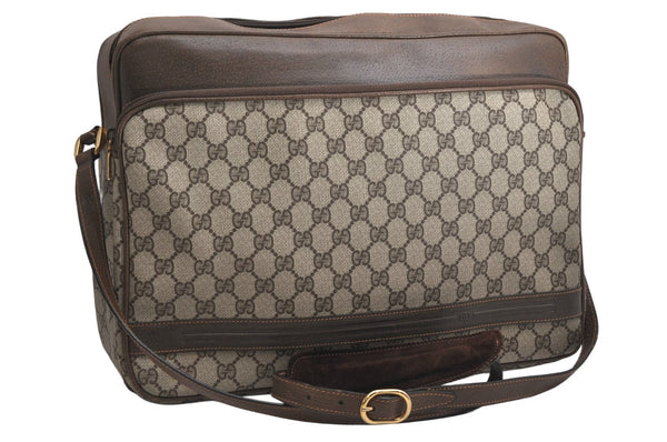 Authentic GUCCI Vintage Shoulder Cross Body Bag GG PVC Leather Brown Junk 1808K