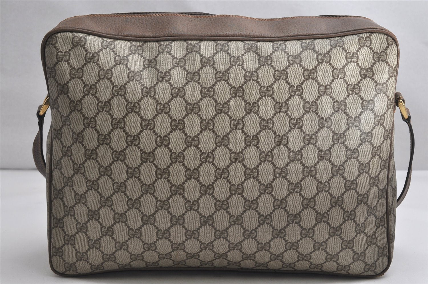 Authentic GUCCI Vintage Shoulder Cross Body Bag GG PVC Leather Brown Junk 1808K