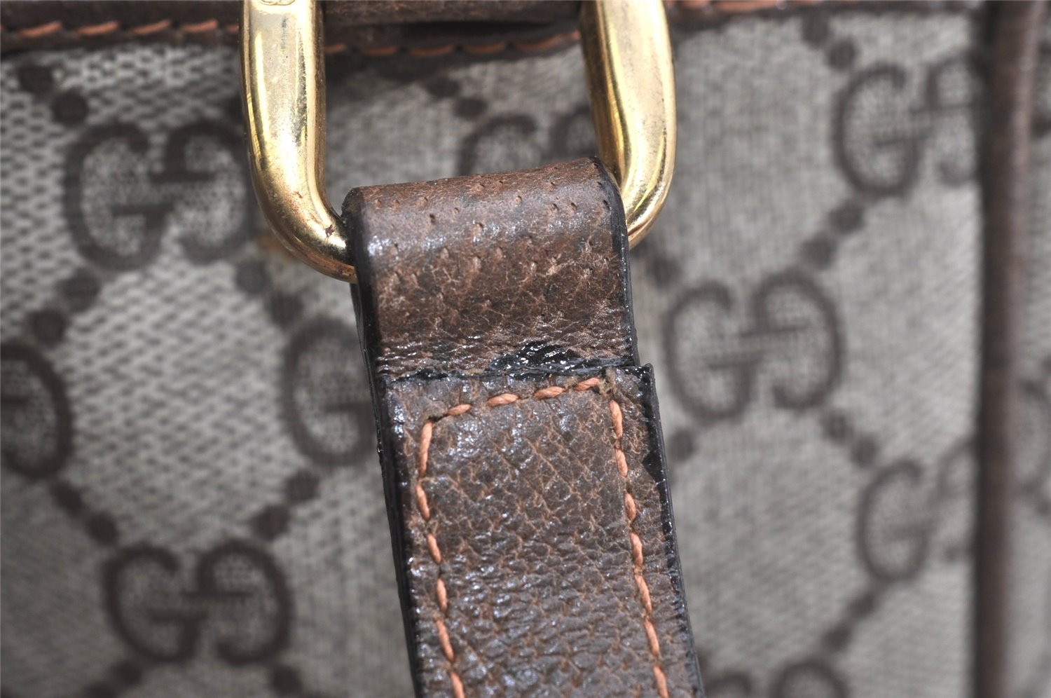 Authentic GUCCI Vintage Shoulder Cross Body Bag GG PVC Leather Brown Junk 1808K