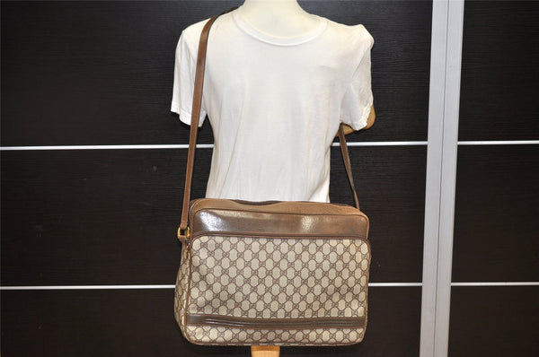 Authentic GUCCI Vintage Shoulder Cross Body Bag GG PVC Leather Brown Junk 1808K
