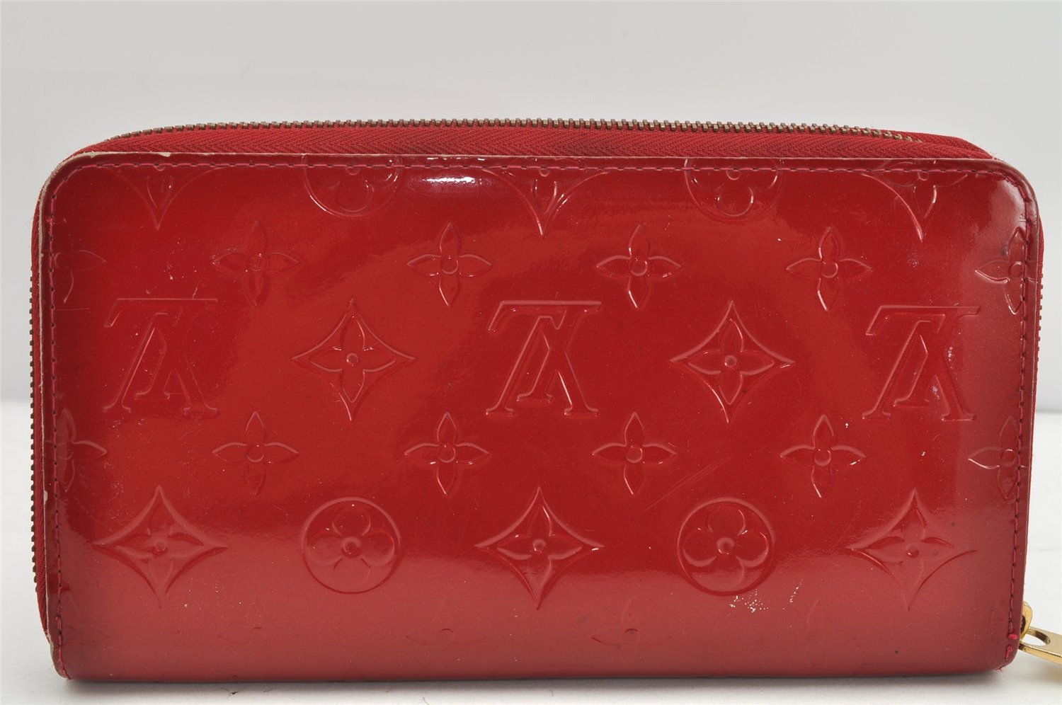 Authentic Louis Vuitton Vernis Zippy Organizer Long Wallet Red M93611 LV 1809K