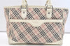 Authentic BURBERRY Nova Check Shoulder Tote Bag Canvas Leather Beige 1810K