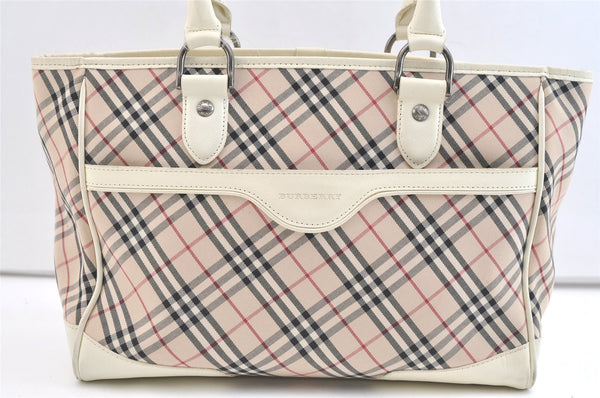 Authentic BURBERRY Nova Check Shoulder Tote Bag Canvas Leather Beige 1810K