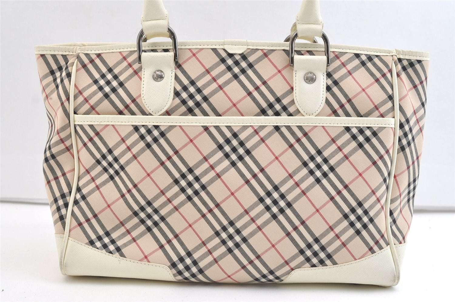 Authentic BURBERRY Nova Check Shoulder Tote Bag Canvas Leather Beige 1810K