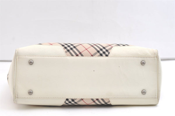 Authentic BURBERRY Nova Check Shoulder Tote Bag Canvas Leather Beige 1810K