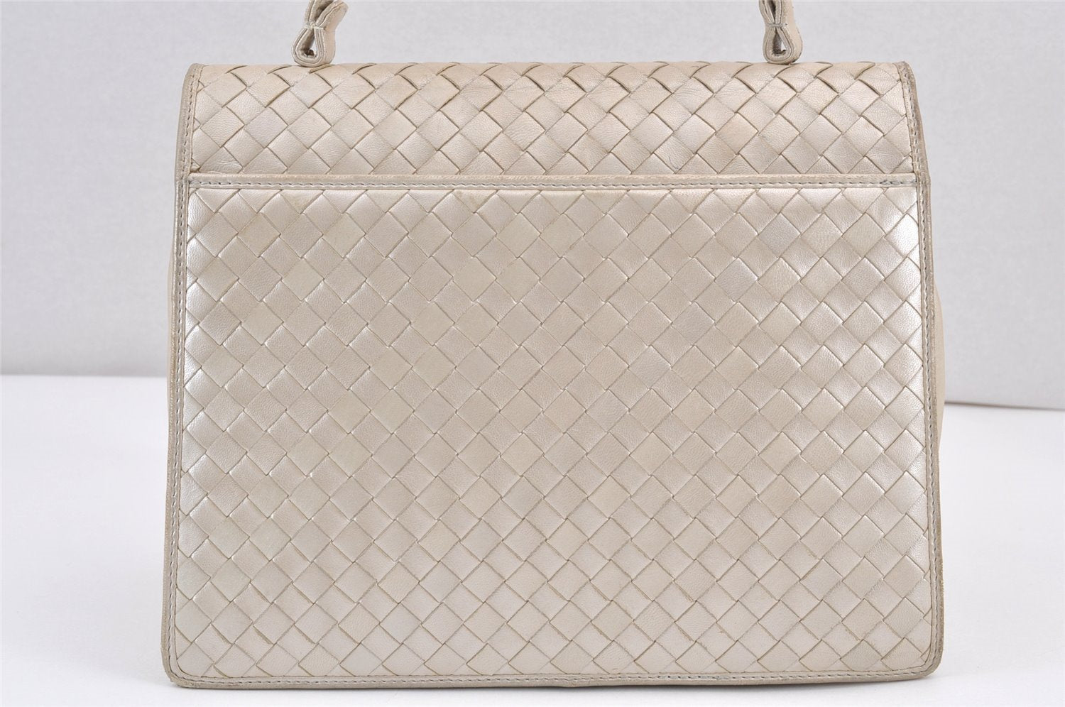 Authentic BOTTEGA VENETA Vintage Intrecciato Leather Hand Bag Purse White 1813K