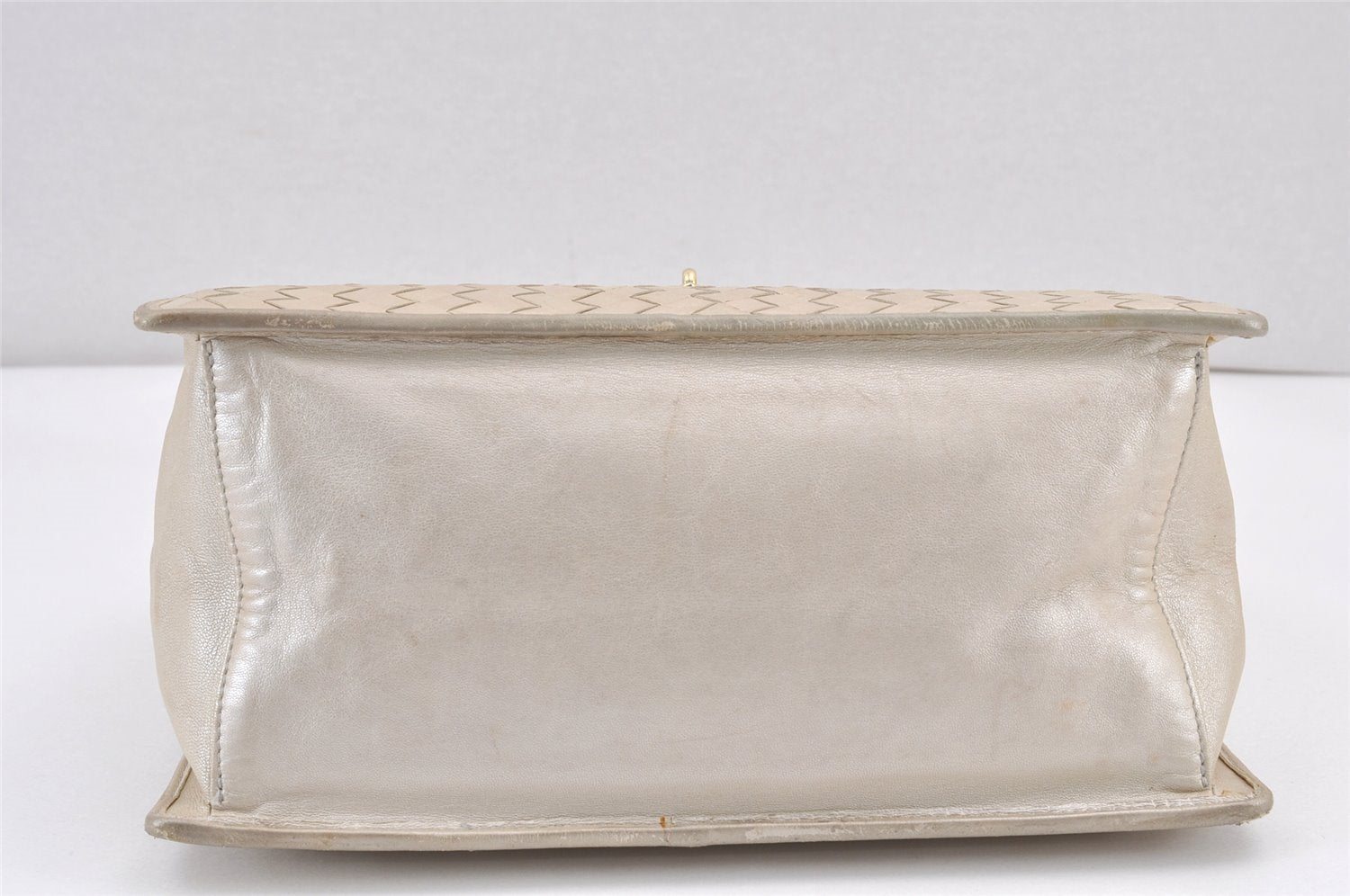 Authentic BOTTEGA VENETA Vintage Intrecciato Leather Hand Bag Purse White 1813K