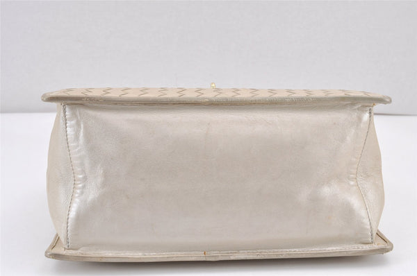 Authentic BOTTEGA VENETA Vintage Intrecciato Leather Hand Bag Purse White 1813K