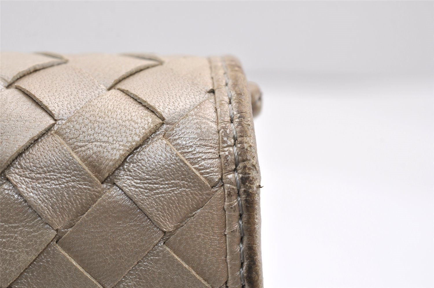 Authentic BOTTEGA VENETA Vintage Intrecciato Leather Hand Bag Purse White 1813K