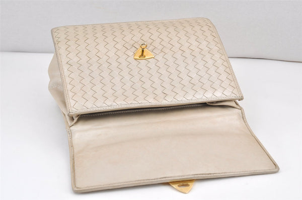 Authentic BOTTEGA VENETA Vintage Intrecciato Leather Hand Bag Purse White 1813K