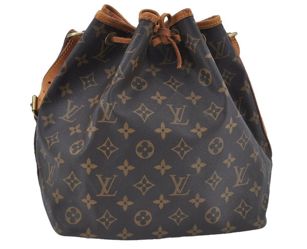 Authentic Louis Vuitton Monogram Petit Noe M42226 Shoulder Drawstring Bag 1815I