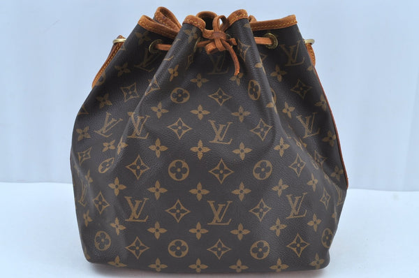 Authentic Louis Vuitton Monogram Petit Noe M42226 Shoulder Drawstring Bag 1815I