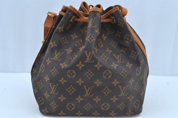 Authentic Louis Vuitton Monogram Petit Noe M42226 Shoulder Drawstring Bag 1815I