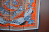 Authentic HERMES Carre 90 Scarf "guepards" Silk Black Light Blue 1819J