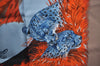 Authentic HERMES Carre 90 Scarf "guepards" Silk Black Light Blue 1819J