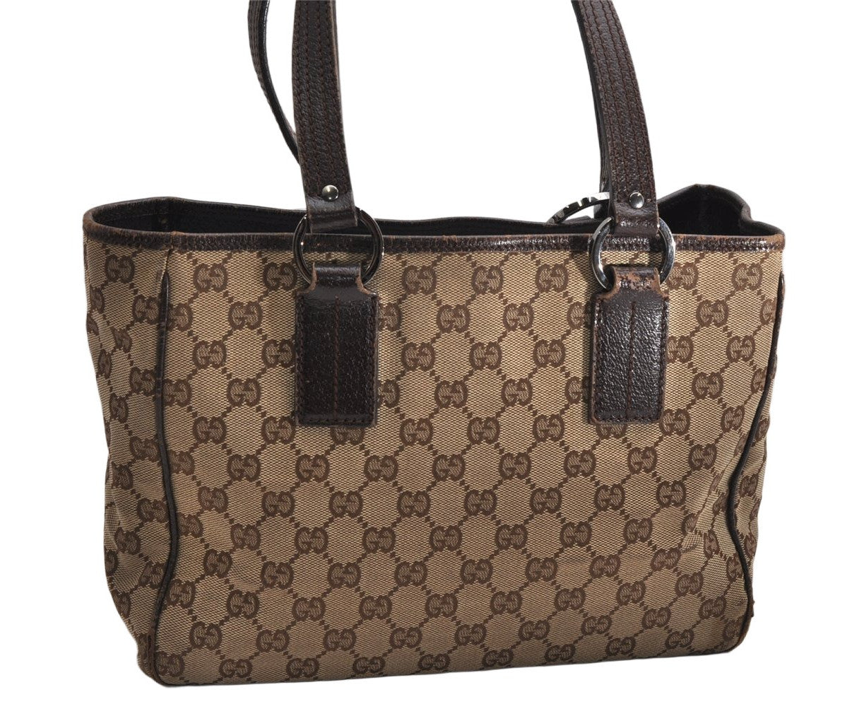 Authentic GUCCI Vintage Shoulder Tote Bag GG Canvas Leather 113019 Brown 1820K