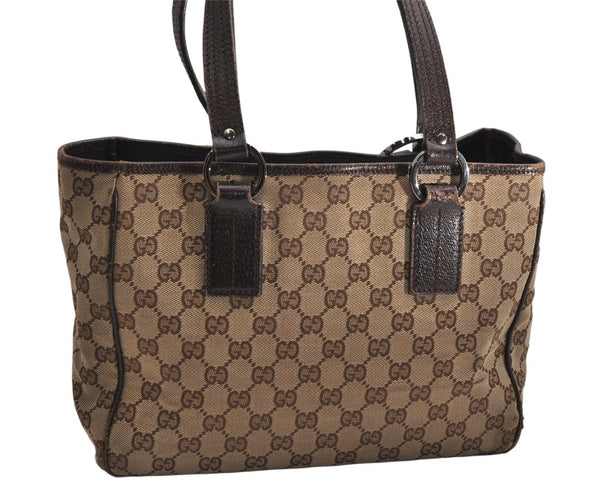 Authentic GUCCI Vintage Shoulder Tote Bag GG Canvas Leather 113019 Brown 1820K