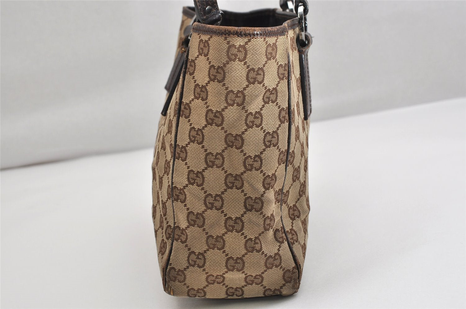 Authentic GUCCI Vintage Shoulder Tote Bag GG Canvas Leather 113019 Brown 1820K