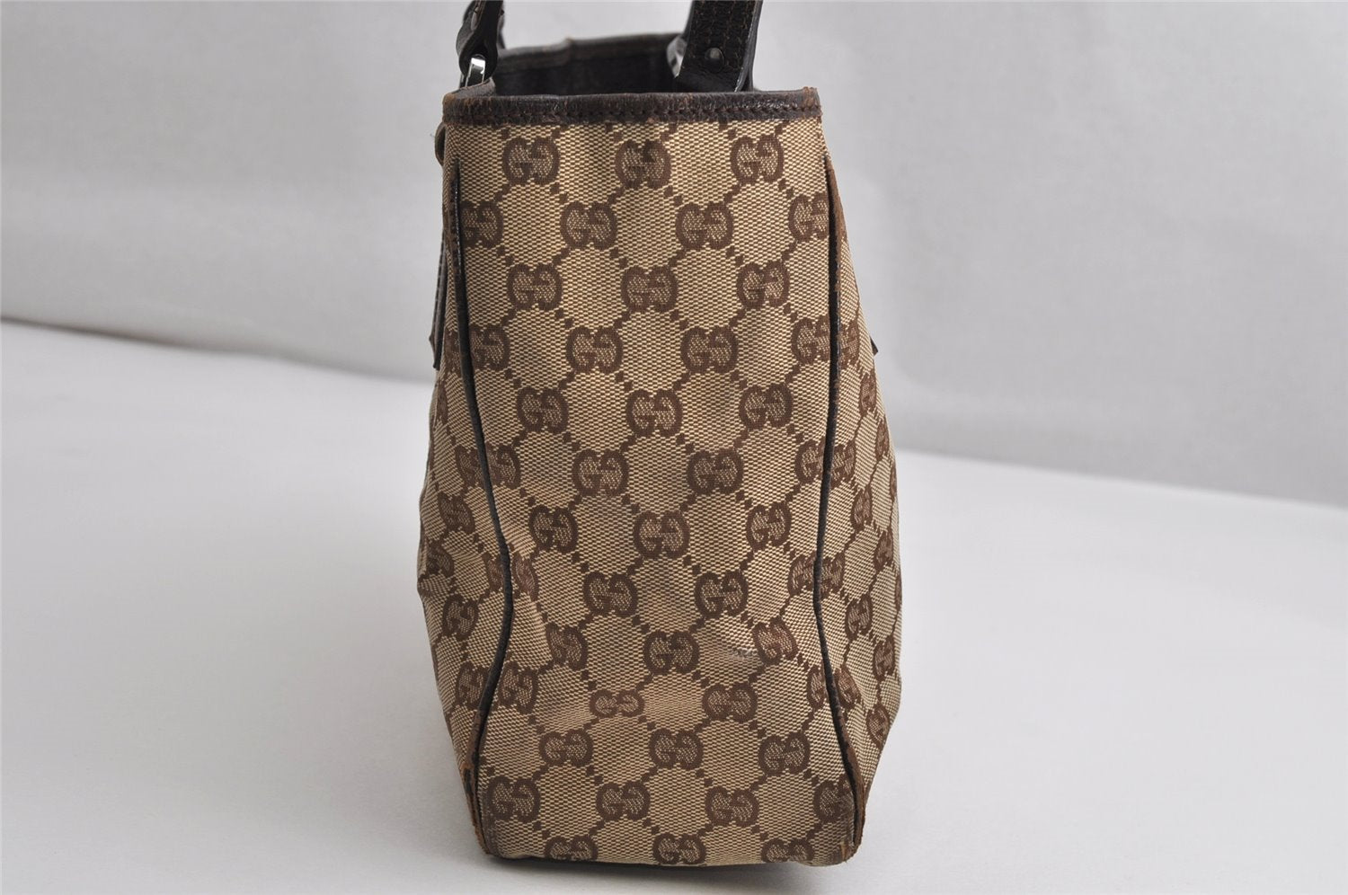 Authentic GUCCI Vintage Shoulder Tote Bag GG Canvas Leather 113019 Brown 1820K