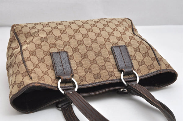 Authentic GUCCI Vintage Shoulder Tote Bag GG Canvas Leather 113019 Brown 1820K