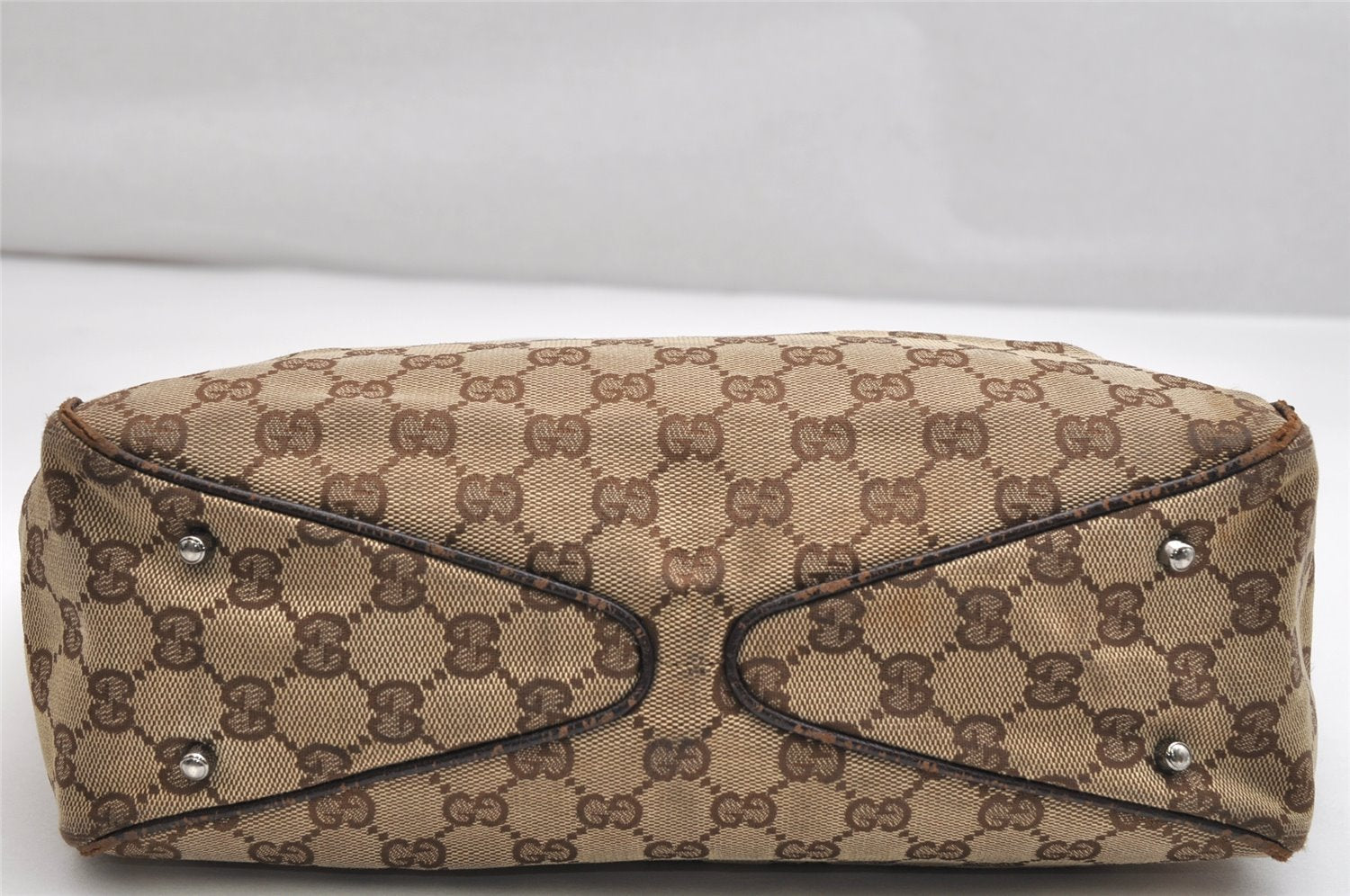 Authentic GUCCI Vintage Shoulder Tote Bag GG Canvas Leather 113019 Brown 1820K