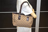 Authentic GUCCI Vintage Shoulder Tote Bag GG Canvas Leather 113019 Brown 1820K