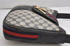 Authentic GUCCI Sherry Line Shoulder Bag Purse GG PVC Leather Navy Blue 1821K