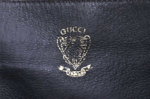 Authentic GUCCI Sherry Line Shoulder Bag Purse GG PVC Leather Navy Blue 1821K