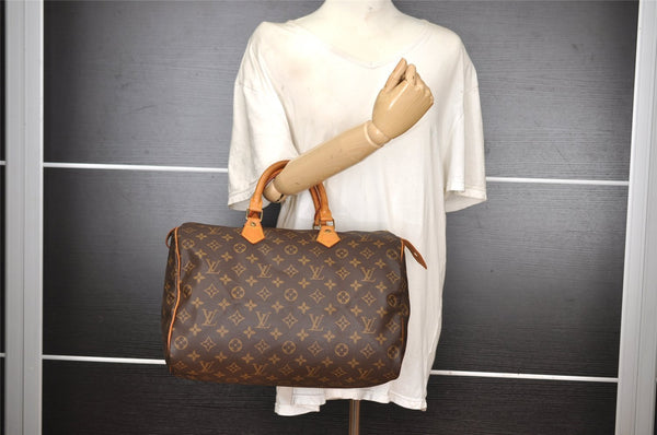 Authentic Louis Vuitton Monogram Speedy 35 Hand Boston Bag M41524 LV 1826I