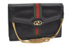 Authentic GUCCI Web Sherry Line Chain Shoulder Cross Bag Leather Black 1827J
