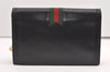 Authentic GUCCI Web Sherry Line Chain Shoulder Cross Bag Leather Black 1827J