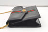 Authentic GUCCI Web Sherry Line Chain Shoulder Cross Bag Leather Black 1827J