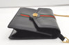 Authentic GUCCI Web Sherry Line Chain Shoulder Cross Bag Leather Black 1827J