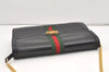 Authentic GUCCI Web Sherry Line Chain Shoulder Cross Bag Leather Black 1827J