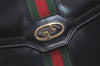 Authentic GUCCI Web Sherry Line Chain Shoulder Cross Bag Leather Black 1827J