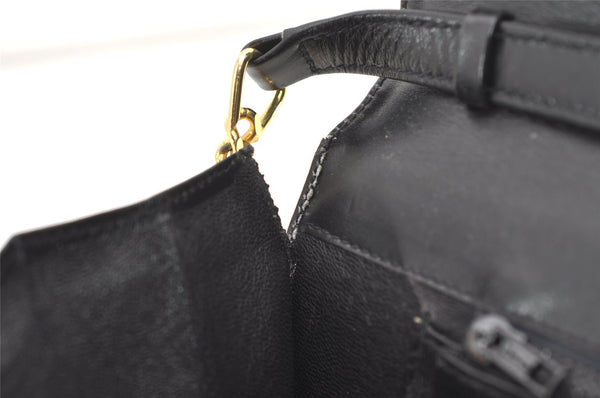Authentic GUCCI Web Sherry Line Chain Shoulder Cross Bag Leather Black 1827J