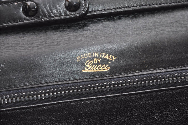 Authentic GUCCI Web Sherry Line Chain Shoulder Cross Bag Leather Black 1827J