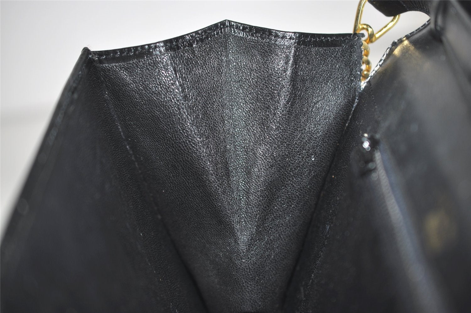 Authentic GUCCI Web Sherry Line Chain Shoulder Cross Bag Leather Black 1827J