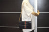 Authentic GUCCI Web Sherry Line Chain Shoulder Cross Bag Leather Black 1827J