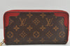 Authentic Louis Vuitton Monogram Zippy Wallet Retiro Long Red M61854 LV 1829K