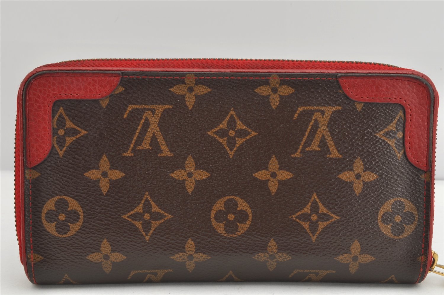 Authentic Louis Vuitton Monogram Zippy Wallet Retiro Long Red M61854 LV 1829K