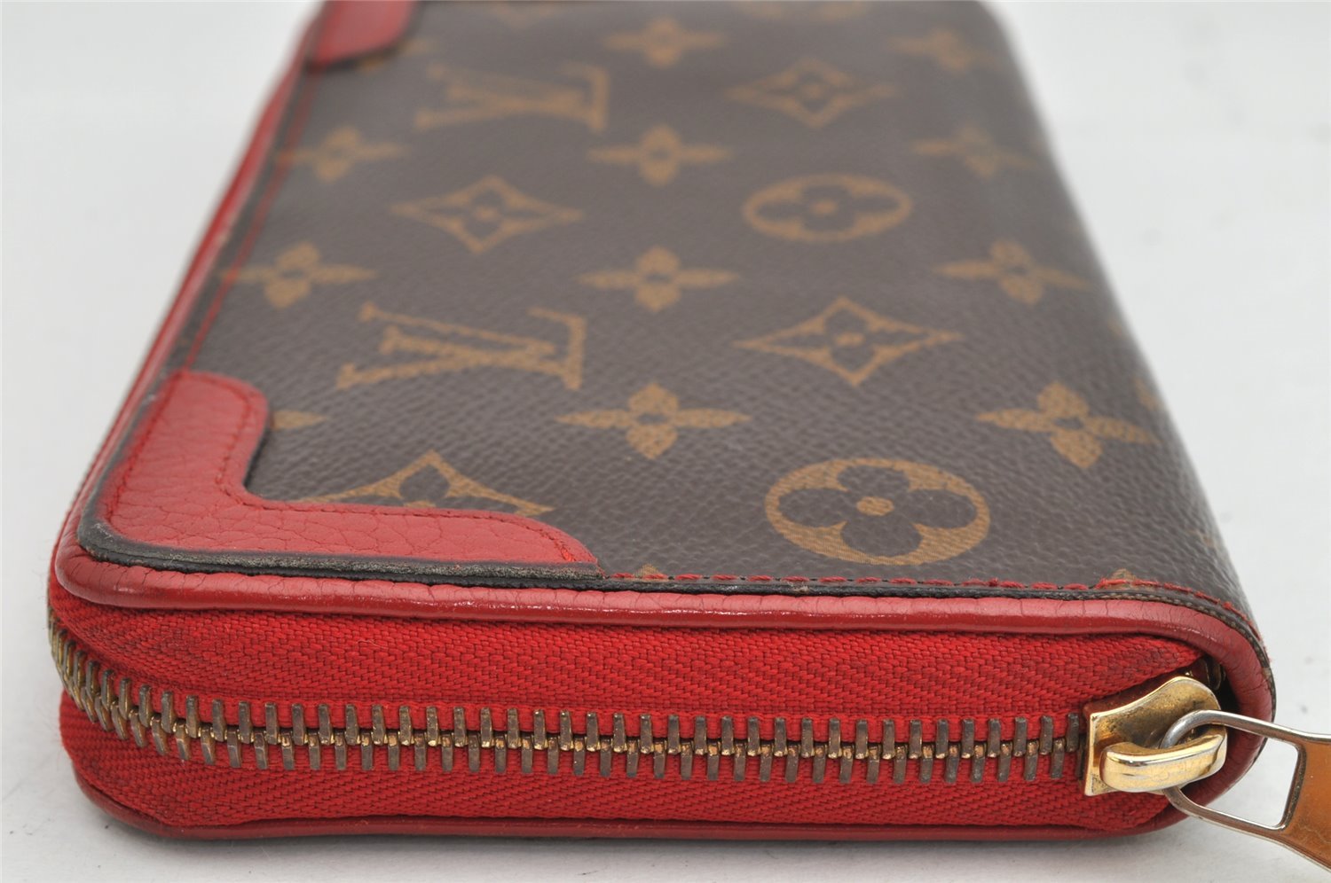 Authentic Louis Vuitton Monogram Zippy Wallet Retiro Long Red M61854 LV 1829K