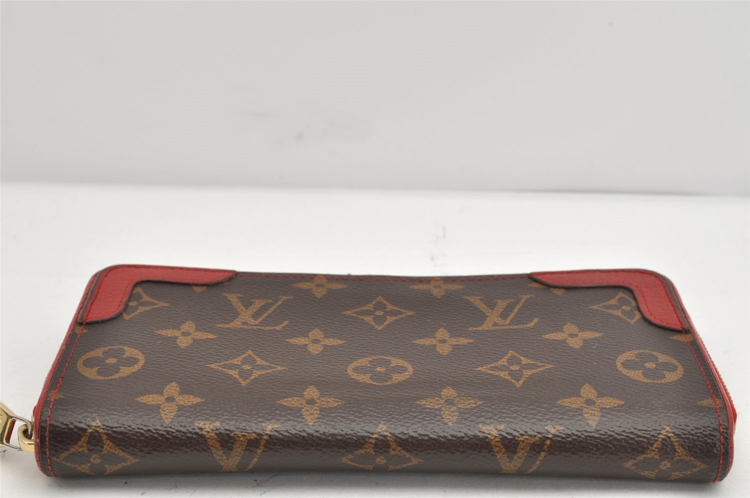 Authentic Louis Vuitton Monogram Zippy Wallet Retiro Long Red M61854 LV 1829K