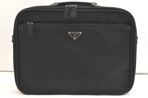 Authentic PRADA Nylon Leather 2Way Shoulder Business Bag Black 1830K