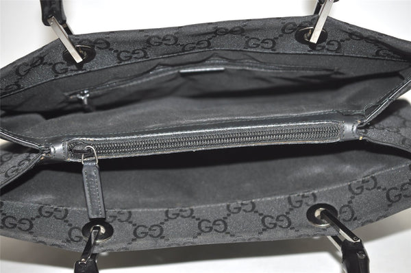 Authentic GUCCI Vintage Bamboo Hand Bag GG Nylon Leather 0021010 Black 1833I