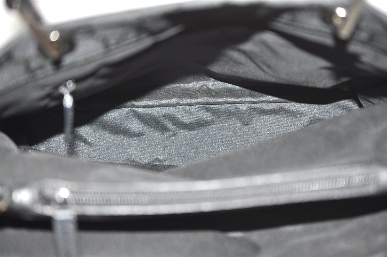 Authentic GUCCI Vintage Bamboo Hand Bag GG Nylon Leather 0021010 Black 1833I